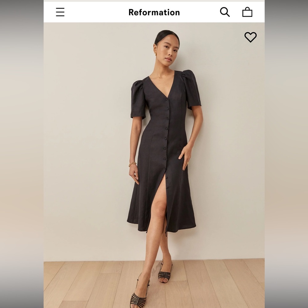 Reformation NWT Size 4 Newbury Linen Dress - Black